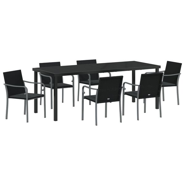 vidaXL Ensemble de salle &agrave; manger pour jardin 7 pcs Noir et gris