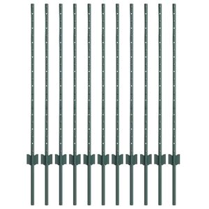 vidaXL Poteau de cl&ocirc;ture ench&acirc;ss&eacute; 11 pi&egrave;ces Vert 140 cm
