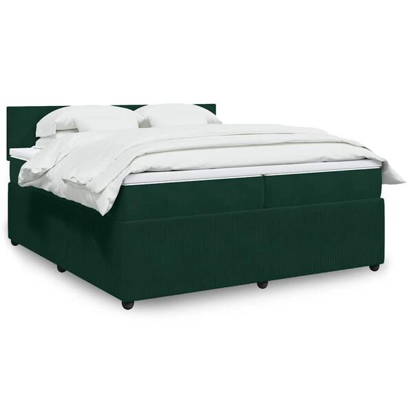 vidaXL Sommier &agrave; lattes de lit et matelas Vert fonc&eacute; 200x200cm Velours