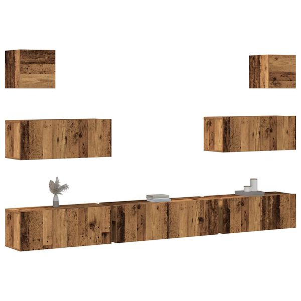 vidaXL Ensemble de meuble TV mural 7 pcs vieux bois bois d'ingénierie