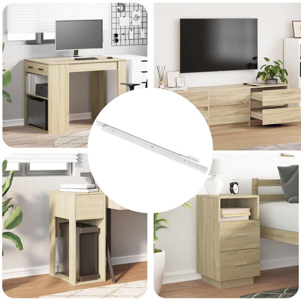 vidaXL Glissi&egrave;re de tiroir 12 pcs Blanc 450 mm Acier