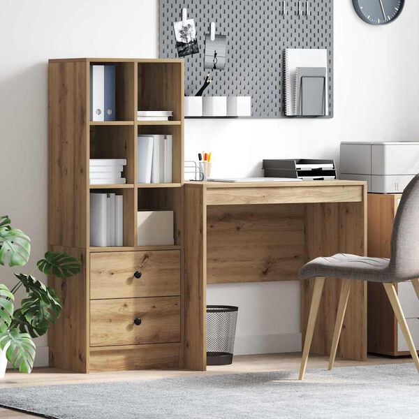 vidaXL Bureau avec tiroir 2 pcs Ch&ecirc;ne artisanal