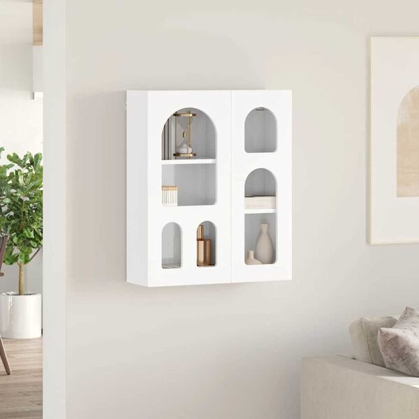 vidaXL Armoire suspendue avec &eacute;tag&egrave;re Blanc brillant 59 x 20 x 71,5 cm