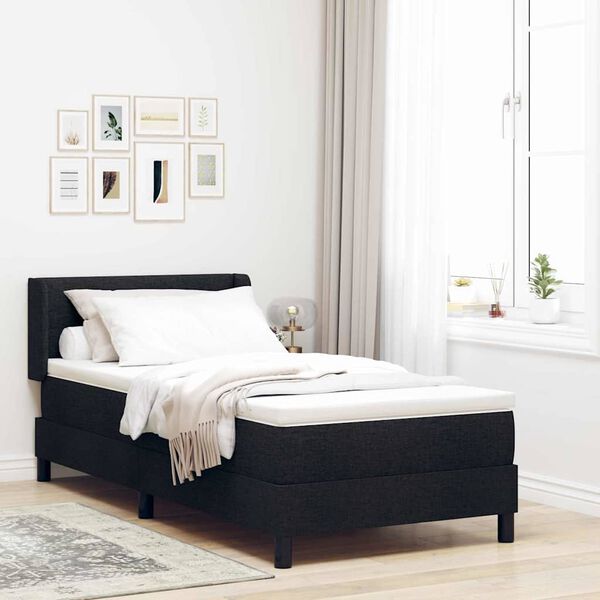 vidaXL Lit &agrave; ressorts avec matelas Noir 200 x 100 cm Polyester