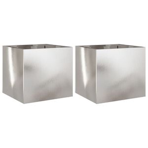 vidaXL Jardini&egrave;res 2 pcs argent&eacute; 32x30x29 cm acier inoxydable