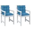 vidaXL Coussins de chaise &agrave; dossier bas lot de 2 bleu m&eacute;lang&eacute; tissu