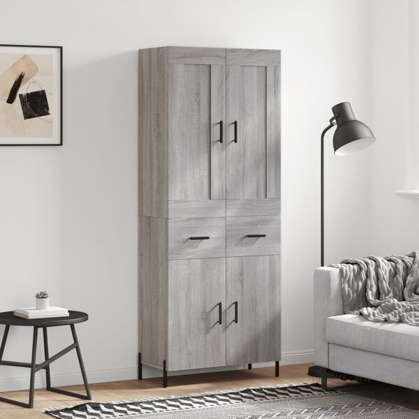 vidaXL Buffet haut Sonoma gris 69,5x34x180 cm Bois d'ing&eacute;nierie