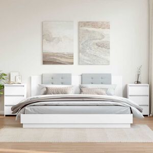 vidaXL Tables de chevet 2 pcs Blanc 40x35x62,5 cm Agglom&eacute;r&eacute;