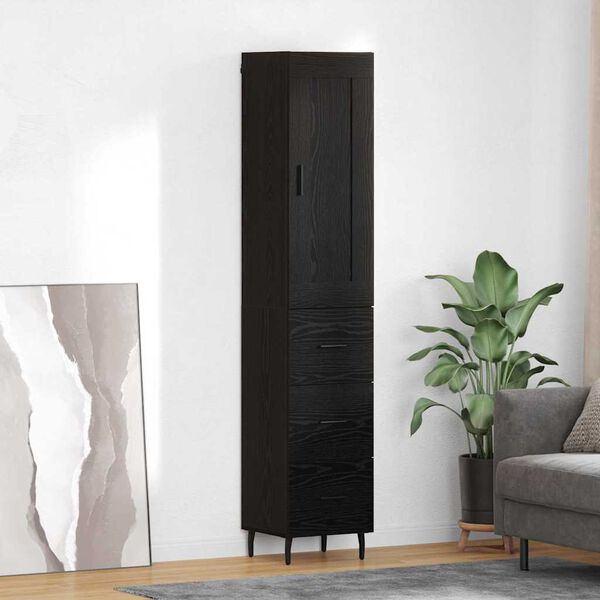 vidaXL Haut Armoire Ch&ecirc;ne noir 34,5 x 34 x 180 cm Bois d'ing&eacute;nierie