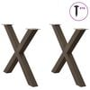 vidaXL Pieds de table &agrave; manger en forme de X, 2 pi&egrave;ces, acier naturel, 90 x (72-73) cm