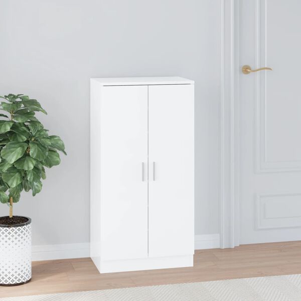 vidaXL Armoire &agrave; chaussure Blanc brillant 55x35x108 cm Bois ing&eacute;nierie