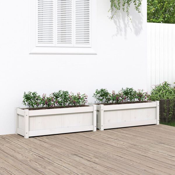 vidaXL Jardini&egrave;res 2 pcs blanc bois de pin massif