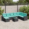 vidaXL Salon de jardin 8 pcs avec coussins noir r&eacute;sine tress&eacute;e