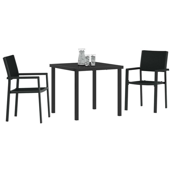 vidaXL Ensemble de salle &agrave; manger pour jardin 3 pcs Noir