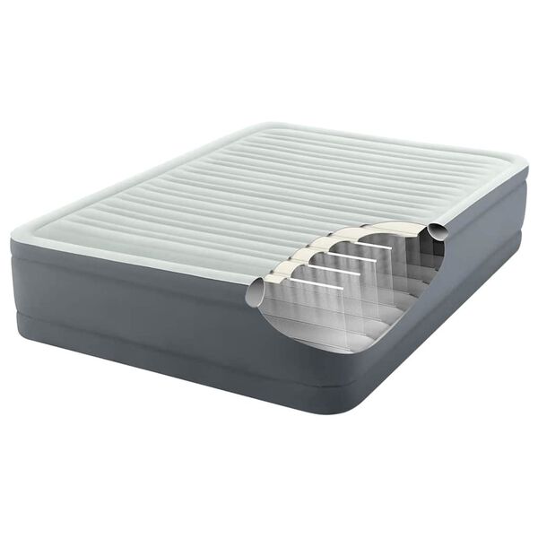 Intex Lit gonflable PremAire blanc et gris Queen Size 152x203x46 cm