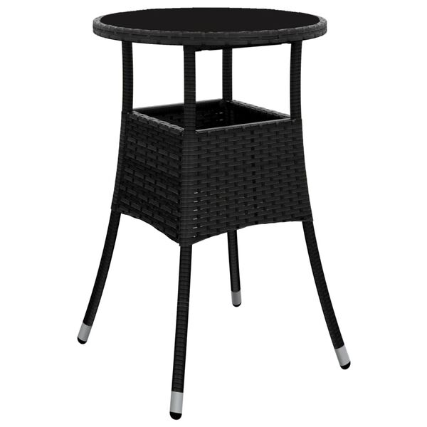 vidaXL Ensemble &agrave; manger de jardin et coussins 3 pcs noir rotin verre