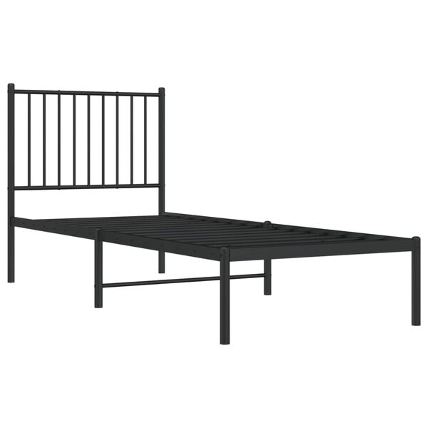 vidaXL Cadre de lit métal sans matelas avec tête de lit noir 80x200 cm