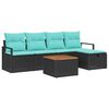 vidaXL Ensemble de canap&eacute; de jardin avec coussin 6 pcs Noir polyrotin