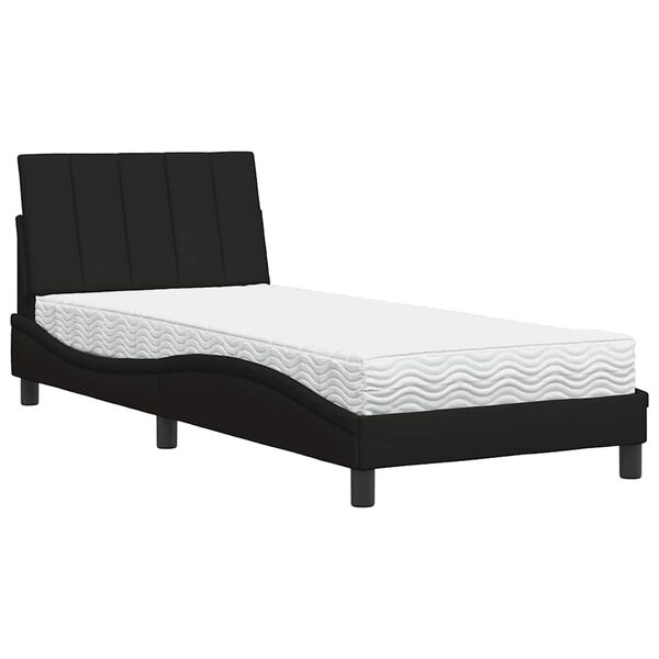 vidaXL Lit avec matelas Hanko noir 80x200 cm tissu