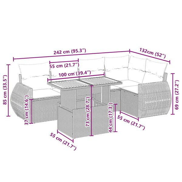 vidaXL Salon de jardin avec coussins 6 pcs beige r&eacute;sine tress&eacute;e