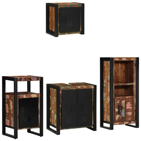 vidaXL Ensemble de mobilier de salle de bain 4 pcs Bois Recyclé Solide