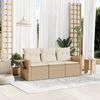 vidaXL Salon de jardin avec coussins 3 pcs beige r&eacute;sine tress&eacute;e