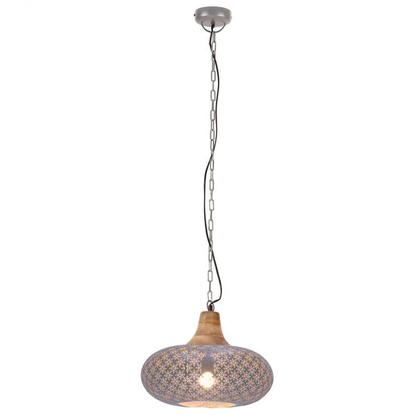 vidaXL Lampe suspendue industrielle Gris Fer et bois solide 40 cm E27