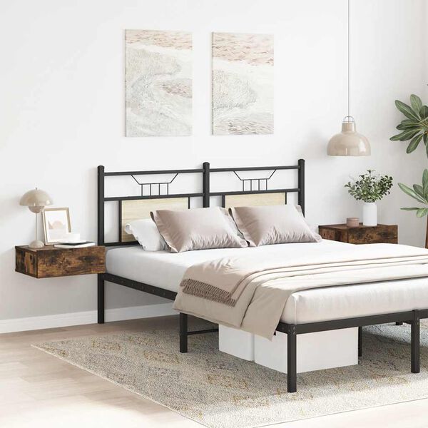 vidaXL Tables de chevet flottantes 2 pcs Chêne fumé 40x30x15 cm