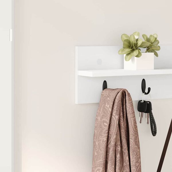 vidaXL Porte-manteau mural Blanc 80 x 10,5 x 18 cm Bois d'ing&eacute;nierie