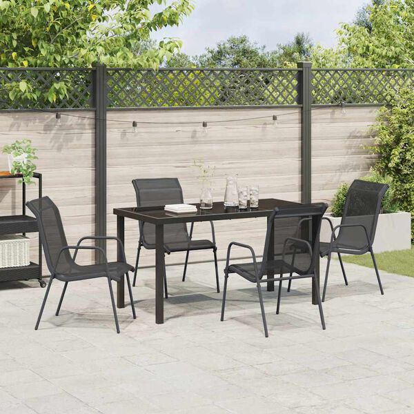 vidaXL Ensemble de salle &agrave; manger pour jardin 5 pcs Noir