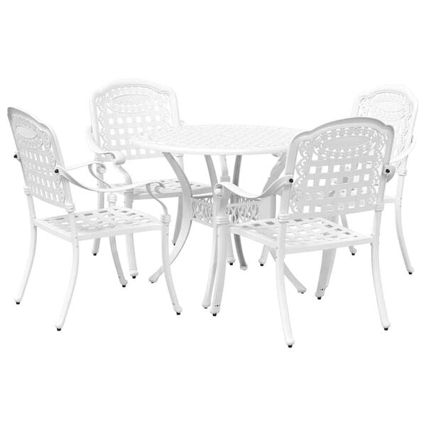 vidaXL Ensemble de salle &agrave; manger pour jardin 5 pcs Blanc Aluminium
