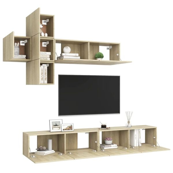 vidaXL Ensemble de meubles TV 7 pcs Chêne sonoma Bois d'ingénierie