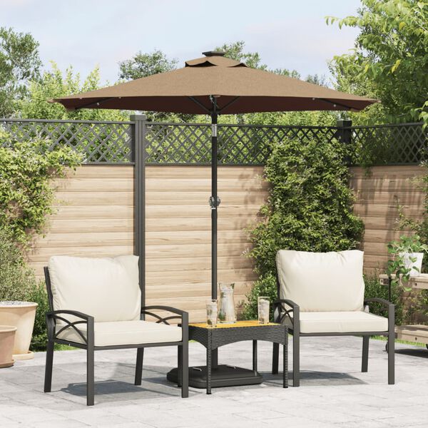vidaXL Parasol de jardin avec LED m&acirc;t en acier taupe 225x225x212 cm