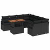 vidaXL Ensemble de canap&eacute; de jardin 9 pc Noir Poly rotin