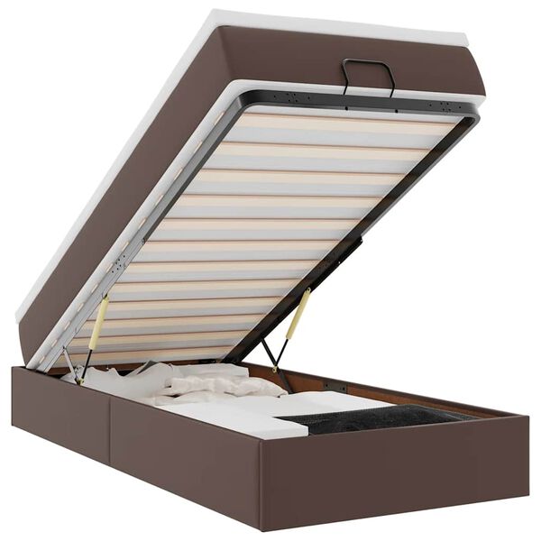 VidaXL Cadre de lit ottoman avec matelas marron 90x200 cm similicuir