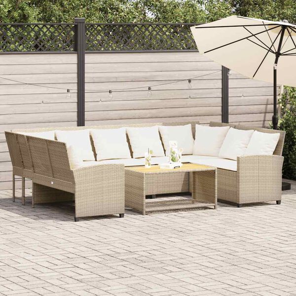 vidaXL Canap&eacute; de jardin avec coussins beige r&eacute;sine tress&eacute;e