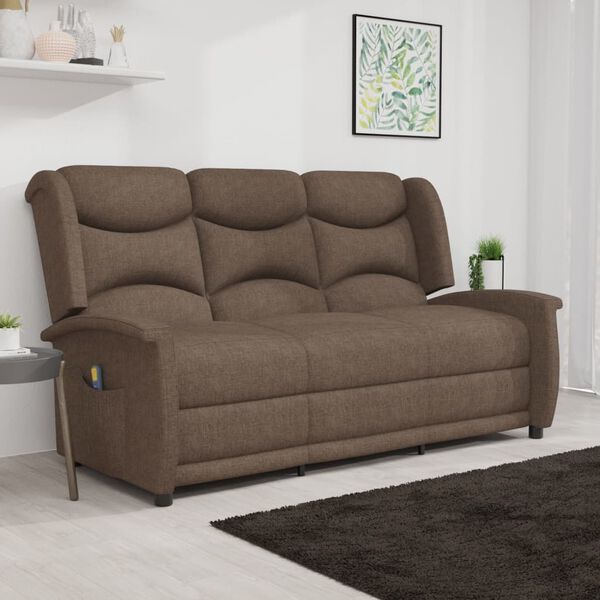 vidaXL Fauteuil de massage inclinable à 3 places taupe tissu