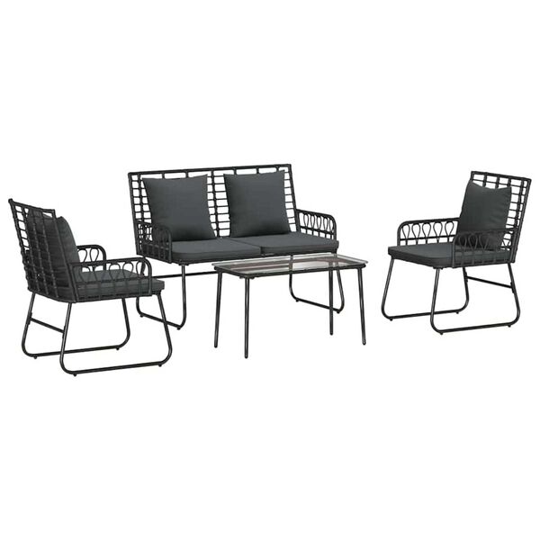 vidaXL Ensemble de meubles de jardin 4 pcs Noir et anthracite