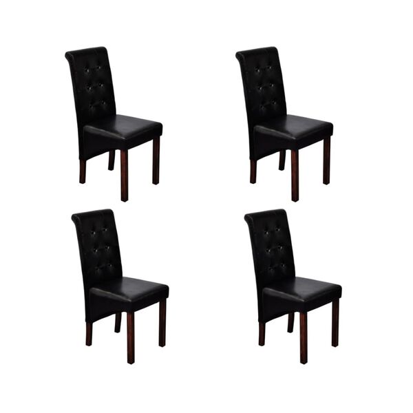 vidaXL Chaises &agrave; manger lot de 4 noir similicuir