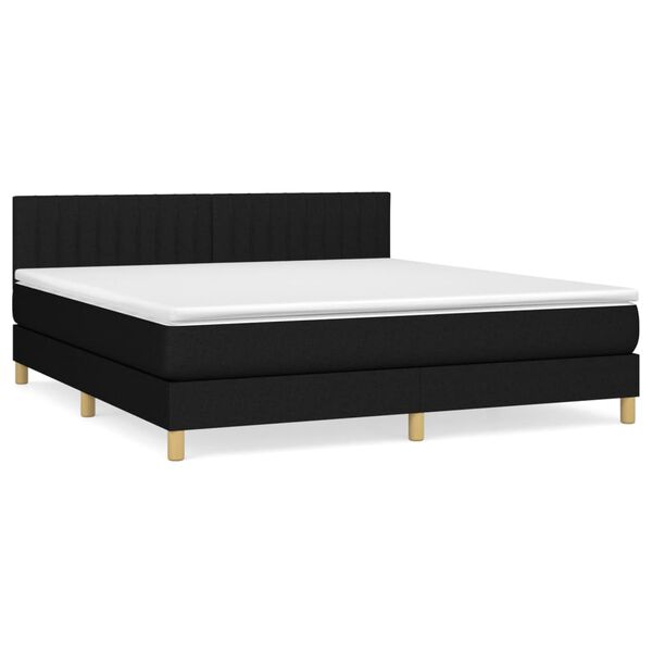 vidaXL Sommier &agrave; lattes de lit avec matelas Noir 160x200 cm Tissu