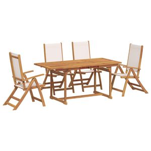 vidaXL Ensemble &agrave; manger de jardin 5pcs bois d'acacia solide textil&egrave;ne