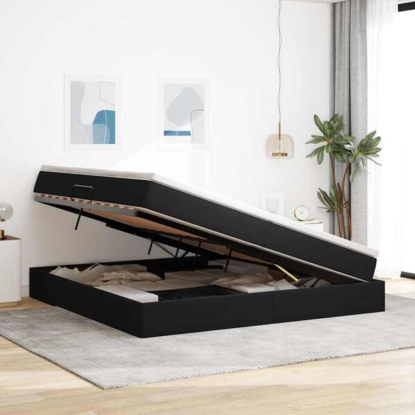 vidaXL Lit avec rangement et matelas Noir 200 x 200 cm Velours