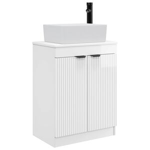 vidaXL Meuble de salle de bain avec &eacute;vier Blanc brillant