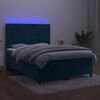 vidaXL Sommier &agrave; lattes de lit avec matelas LED Bleu fonc&eacute; 140x190 cm
