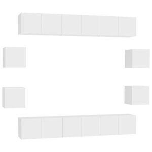 vidaXL Ensemble de meubles TV 10 pcs Blanc Bois d'ing&eacute;nierie