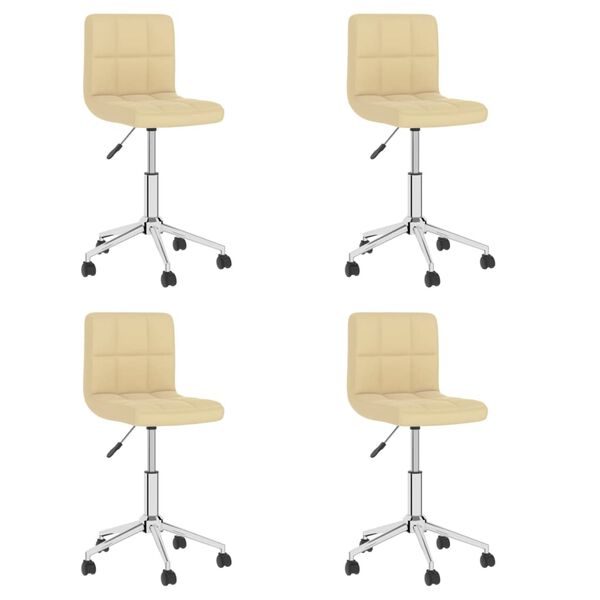 vidaXL Chaises pivotantes &agrave; manger lot de 4 cr&egrave;me similicuir