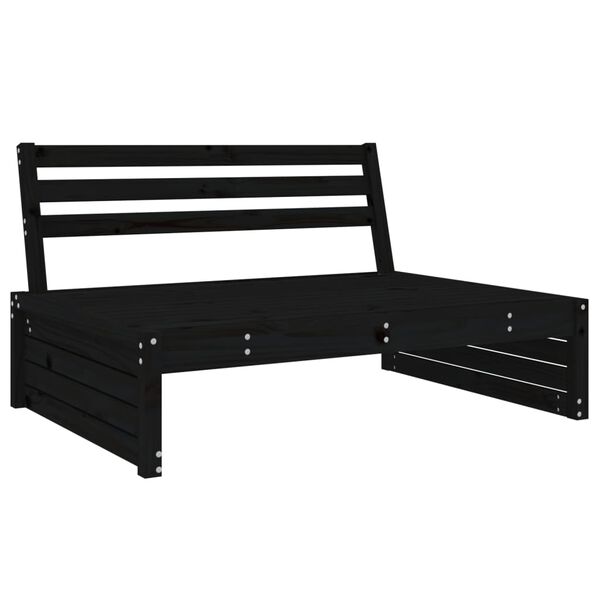 vidaXL Salon de jardin 4 pcs noir bois massif de pin
