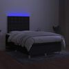 vidaXL Sommier &agrave; lattes de lit matelas et LED noir 120x190 cm tissu