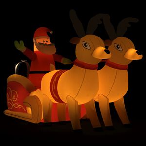 vidaXL D&eacute;coration gonflable de P&egrave;re No&euml;l et renne &agrave; LED 130 cm