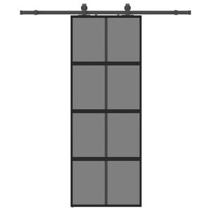 vidaXL Porte coulissante kit quincaillerie noir 76x205 cm verre tremp&eacute;